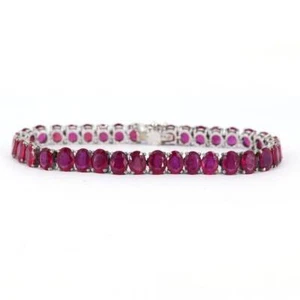 Natural Ruby Gemstone Tennis Bracelet 925 Sterling Silver Anniversary Gift G074 - Picture 1 of 4