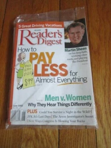Reader's Digest June 2002 Martin Sheen Men v Women JFK Jr Last Day SEALED - Picture 1 of 2