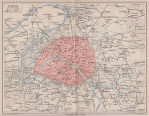 Paris Stadtplan Original Lithografie Bibl. Inst. 1877 - Bild 1 von 1