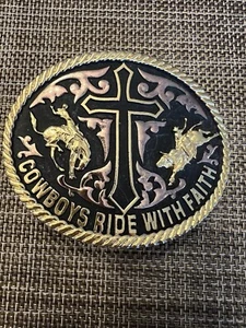 Cowboys Ride With Faith Belt Buckle - Picture 1 of 3