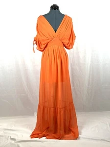 Light in the Box Maxikleid orange V-Ausschnitt gerafft gefüttert XL 181 - Bild 1 von 9