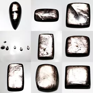 Top Natural SIlver Fire Magical Hypersthene Pear Rectangle Cabochon Gemstone - Picture 1 of 10