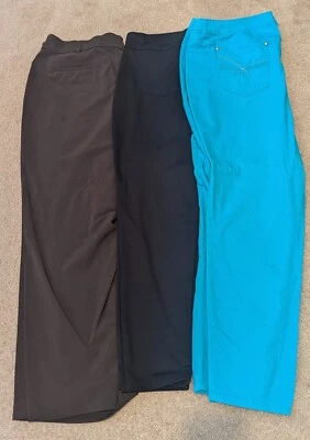 Lote de 3 Calças Casuais Femininas Tamanho 22w Marrom Preto Azul Negócios - Imagem 1 de 4