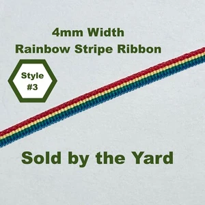 4mm Width Ribbed RAINBOW STRIPE RIBBON (Style #3) - SOLD BY THE YARD - Picture 1 of 2