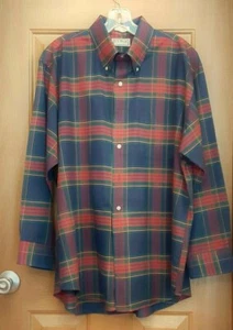 L.L. Bean Red Plaid Long Sleeve Shirt Button Collar Big & Tall Size 17.5-33 - Picture 1 of 4