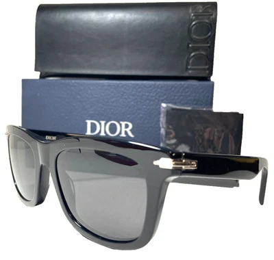 CHRISTIAN DiorBlackSuit S1 1I 10A0 SHINY BLACK/SMOKE GREY LENS SUNGLASSES 53-19 - Image 1 of 4