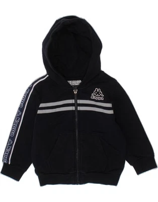 KAPPA Baby Boys Graphic Zip Hoodie Sweater 12-18 Months Navy Blue Cotton CU08 - Image 1 of 3