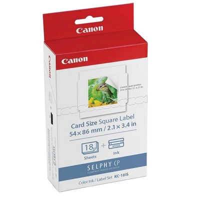 Juego de tinta y papel de etiqueta cuadrada tamaño tarjeta Canon KC-18IS para SELPHY CP900/CP910 Pr Foto 1 de 2