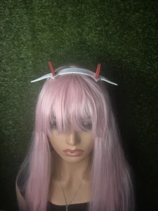 DARLING in the FRANXX 02 ZERO TWO lange gerade rosa Cosplay Perücke für Damen 149 - Bild 1 von 7