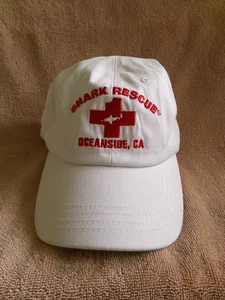 Shark Rescue Lifeguard Oceanside CA White & Red Hat Hook & Loop Back Strap - Picture 1 of 7