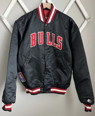 Chaqueta de satén vintage Starter NBA Authentics para hombre L/XL Chicago Bulls *LEER* Foto 1 de 4