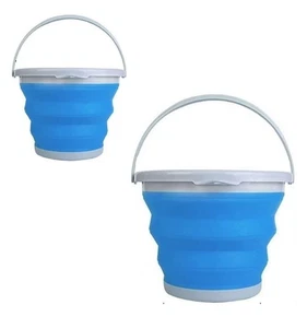 2er Set Faltbarer Eimer 10L Wassereimer Falteimer Campingeimer Putzeimer BLAU - Bild 1 von 5