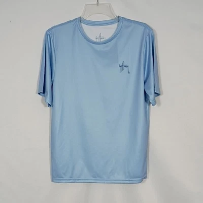 Camiseta de rendimiento de manga corta azul polvo Guy Harvey nueva con etiquetas para niños talla XXL Foto 1 de 4