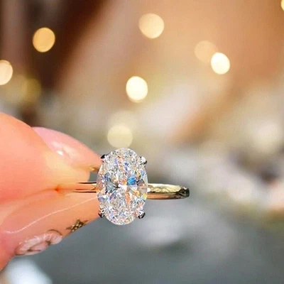 Lab Created Oval Diamond Engagement Ring 2.20 Ct IGI Certified 14k Two Tone Gold - Image 1 of 4