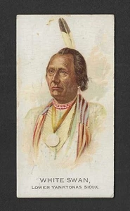 Carta tabacco 1880 N2 Allen & Ginter - capi indiani americani - cigno bianco Sioux - Foto 1 di 2