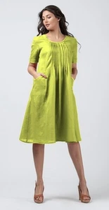 Made in Italy women's short sleeve linen viscose summer dress maxi dress M 4XL - Picture 1 of 21