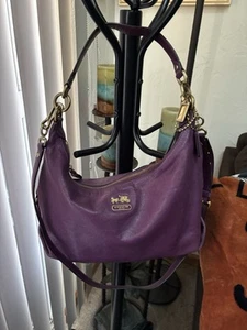 COACH Purple Leather Handbag Shoulder/Crossbody - Picture 1 of 15