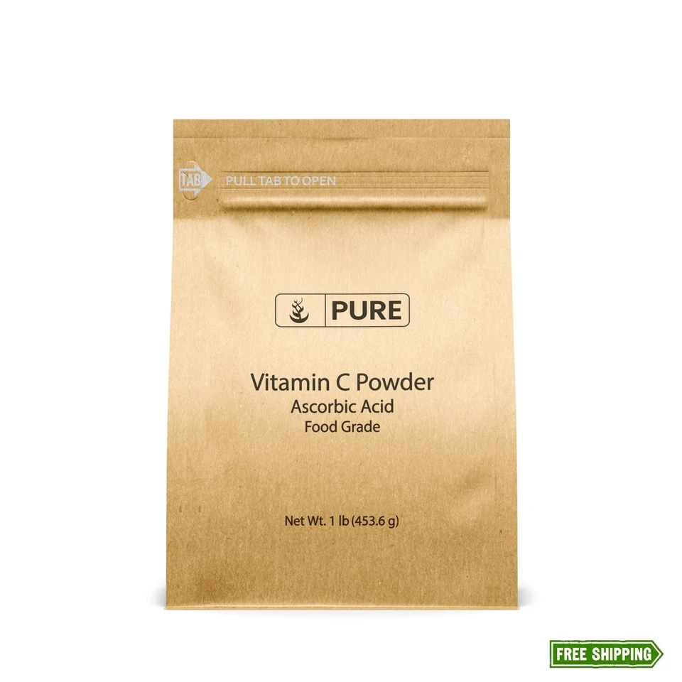 Vitamina C en polvo, ácido ascórbico, suplemento dietético no transgénico, 1 lb Foto 1 de 3