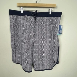 NWT Coolibar Men's Falcon Board Shorts Size 38 Blue Geometric Print UPF 50+ Swim - Picture 1 of 8