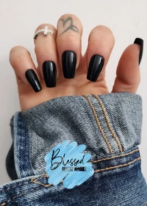 Prensa en uñas Red Aspen ~ ACRÍLICO ~ Impresionante Selby ~ Negro ~ Medio ~ Ataúd - Imagen 1 de 3