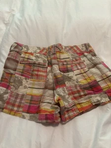 Vecchio pantaloncino patchwork a quadri navy floreale taglia 10 - Foto 1 di 3