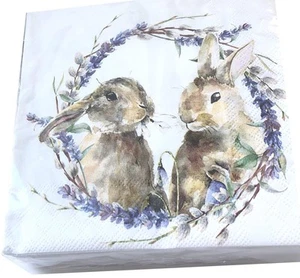 20-ct Bunny Napkins - Pretty Easter Cute Dinner & Lunch Size Cocktail Napkins... - Picture 1 of 7