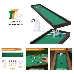Games Tabletop Bowling Combo Set, Wooden Arcade Board with Marbles and Pins, ... - Picture 1 of 7