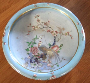 Große Carlton Ware Schale W&R handbemalt perlblau Pfau Vogel asiatischer Stil - Bild 1 von 15
