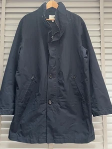 M&S Autograph Navy Raincoat Size XL Mens Shower Resistant Blue Double Collar Mid - Picture 1 of 14