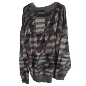 Vintage Jantzen Geometric 90s 2XLT Sweater USA Coogi Style Cosby Dad Plaid - Picture 1 of 8