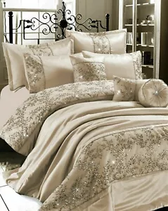 Mink Luxury Embroidery Gigi Duvet Cover Set Cushion & Cover Bed Spread Shams - Picture 1 of 6