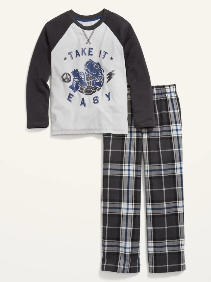 Old Navy Kid мальчиков графический длинным рукавом пижамы комплект футболка и брюки для сна размер XS 5 - Изображение 1 из 1