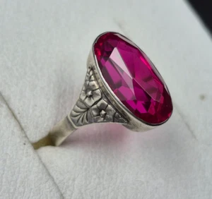 Anello Vintage Sovietico Rubino Russo 875* Argento Sterling Gioielli Misura 6 - Foto 1 di 17