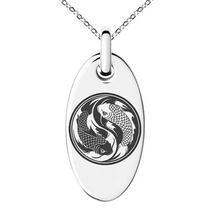 Edelstahl Koi Fisch Yang Glück & Glückssymbol Anhänger Halskette oder Schlüsselanhänger  - Bild 1 von 25