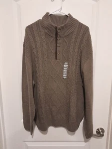 Joseph Abboud Herren 1/4 Knopf Mock Neck Pullover Sweater Braun XL Wollmischung  - Bild 1 von 9