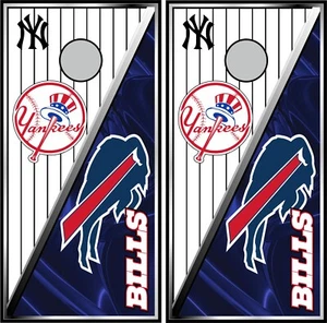 yankees & bills split 0470 cornhole board vinyl wraps - Picture 1 of 8