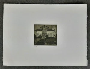 Original Radierung von Margrit Ewert handsigniert Haus Villa Herrenhaus 1981 - Bild 1 von 5