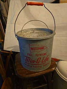 Vintage Westpoint Full Floating Min-O-Life Bait Minnow Bucket Angeln Galv. Eimer - Bild 1 von 1