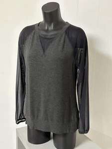 The North Face Women's Vision Pullover Black Heather Gray Sheer LS Top Sz Small - Picture 1 of 8