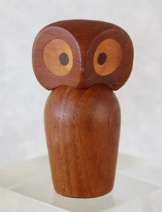 Estatuilla de búho de madera de teca Skjode Skjern de colección MCM Dinamarca cabeza giratoria 4" de alto - Imagen 1 de 10