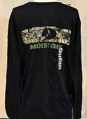 Мужская футболка Mossy Oak средний размер с длинным рукавом черная с камуфляжным логотипом - Изображение 1 из 4