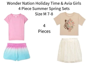 Wonder Nation Holiday Time & Avia Girls 4 Piece Summer Spring Sets Size M 7-8 - Picture 1 of 14