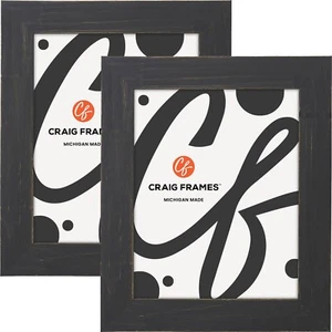 Jasper, 1.5" Charcoal Black Picture Frame, Uncommon Sizes 4x9 - 17x33, 2-Pack - Picture 1 of 7