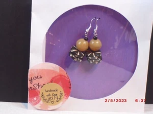 Unique Handmade African Bone Bead Glass Earrings Free Shipping - Picture 1 of 6