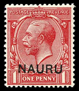 Nauru 1916 KGV 1d carmine-red OVERPRINT DOUBLE, ONE ALBINO var MLH. SG 2cb. - Picture 1 of 1