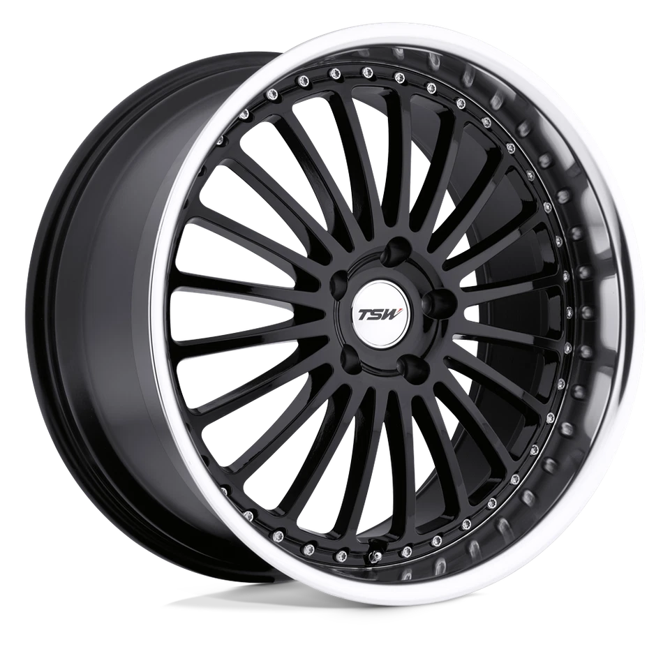 Set of 4 TSW SILVERSTONE Wheels 17X8 5X110 GLOSS BLACK MRR LIP 40MM - Image 1 of 1