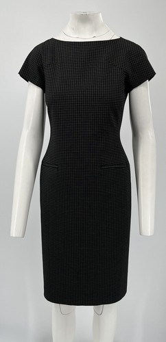 Abito in guaina Moschino economico e chic nero a maniche corte stampa a scacchi taglia 8