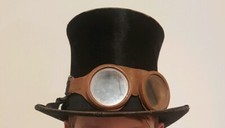 vintage brevete top hat goggles steam punk retro xs small extra top make