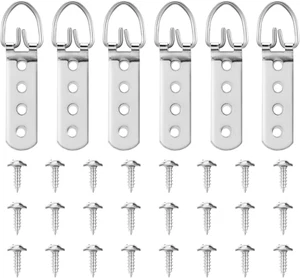 D-Ring Picture Hangers with Screws, 6 Pcs 4 Hole Picture Hanging Hardware, Super - Picture 1 of 12