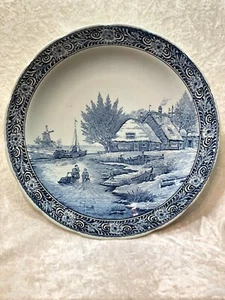 Delfts Boch Royal Spinx Holland Blue Hanging Plate T. Sonneville BIG 15" CHARGER - Foto 1 di 11